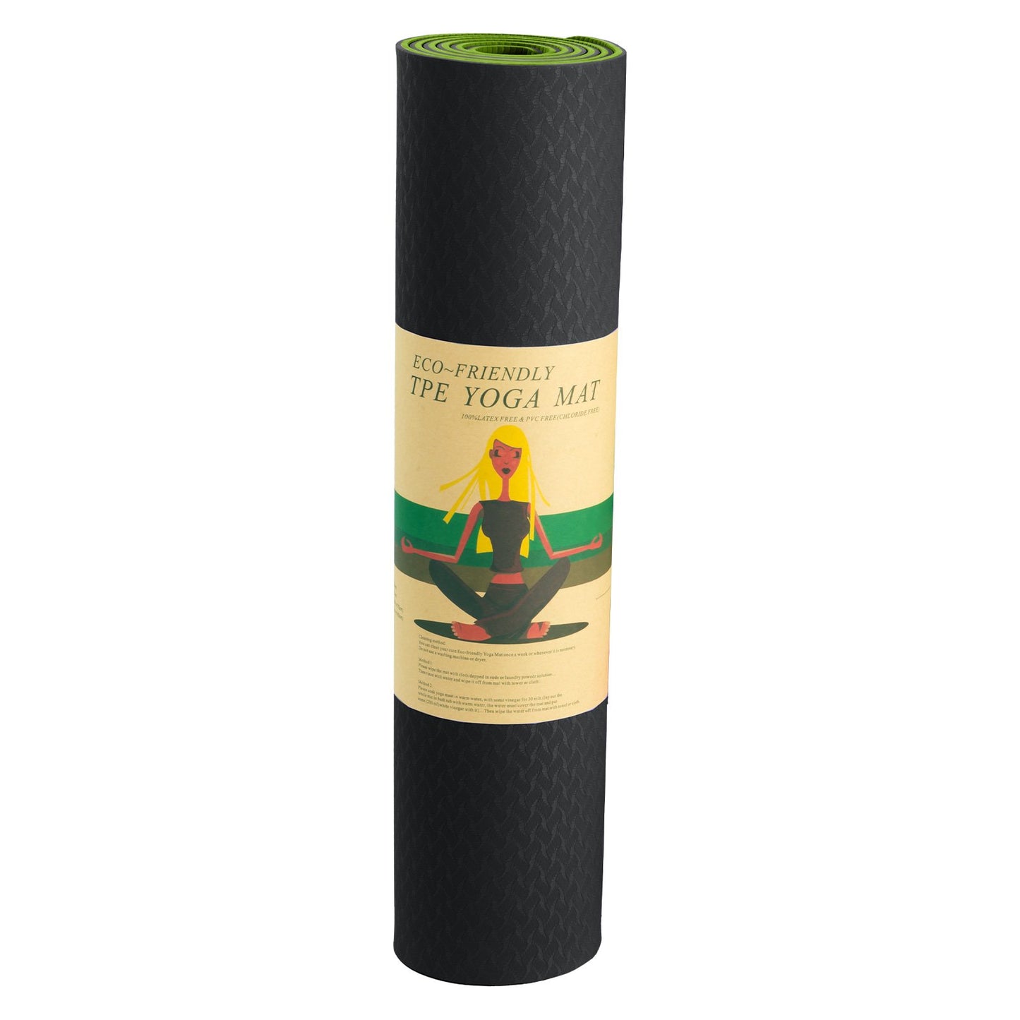 Powertrain Eco-Friendly TPE Pilates Exercise Yoga Mat 8mm - Black Green - The Fight Club