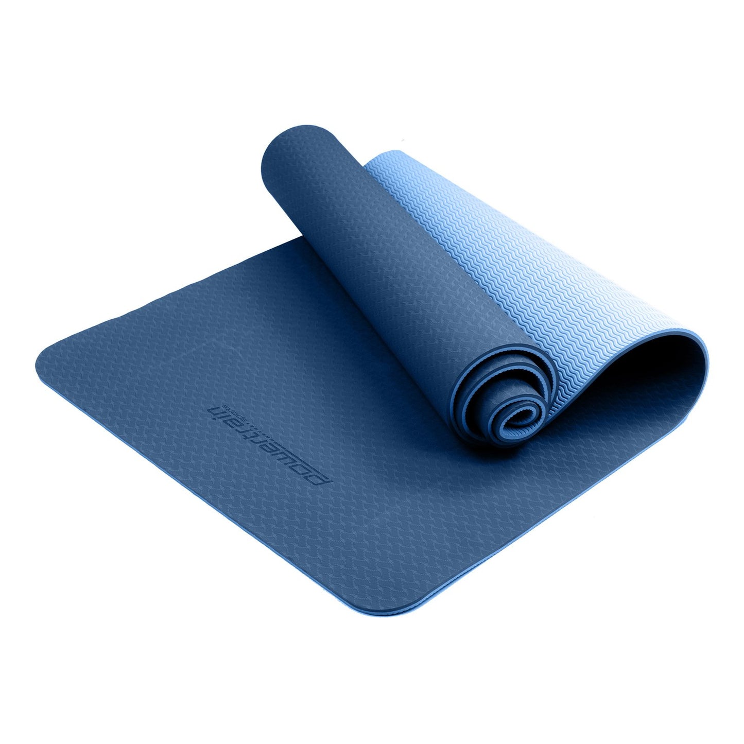 Powertrain Eco-friendly Dual Layer 8mm Yoga Mat | Dark Blue | Non-slip Surface And Carry Strap For Ultimate Comfort And Portability - The Fight Club