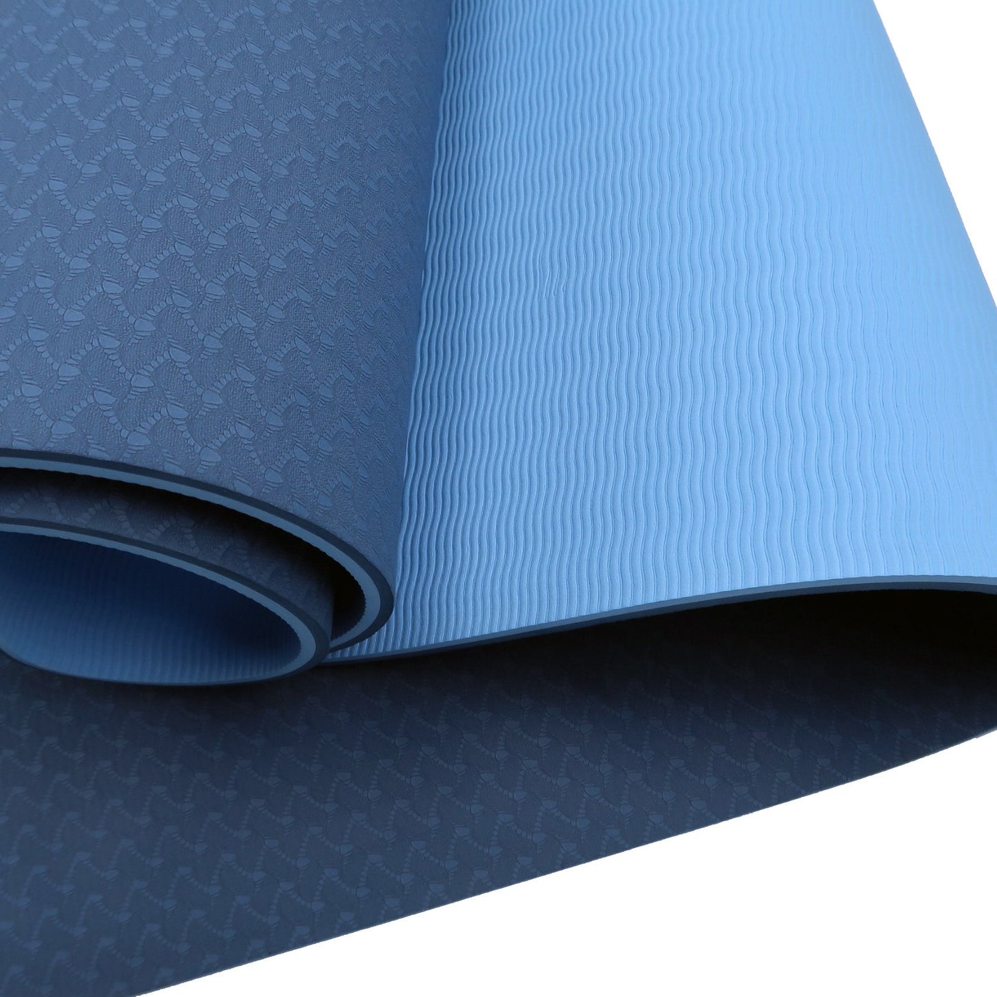 Powertrain Eco-friendly Dual Layer 8mm Yoga Mat | Dark Blue | Non-slip Surface And Carry Strap For Ultimate Comfort And Portability - The Fight Club