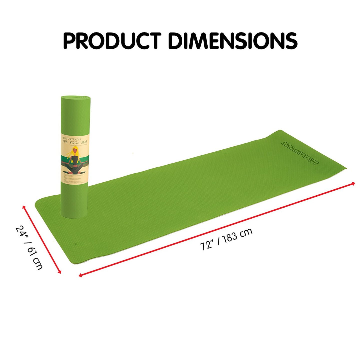 Powertrain Eco-friendly Dual Layer 8mm Yoga Mat | Lime Green | Non-slip Surface, And Carry Strap For Ultimate Comfort And Portability - The Fight Club