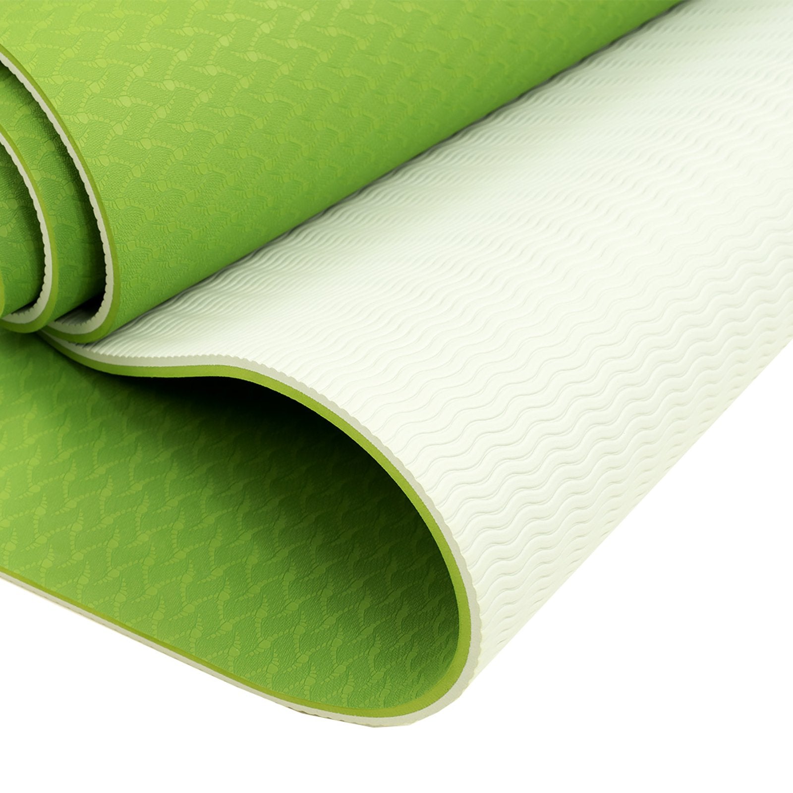 Powertrain Eco-friendly Dual Layer 8mm Yoga Mat | Lime Green | Non-slip Surface, And Carry Strap For Ultimate Comfort And Portability - The Fight Club