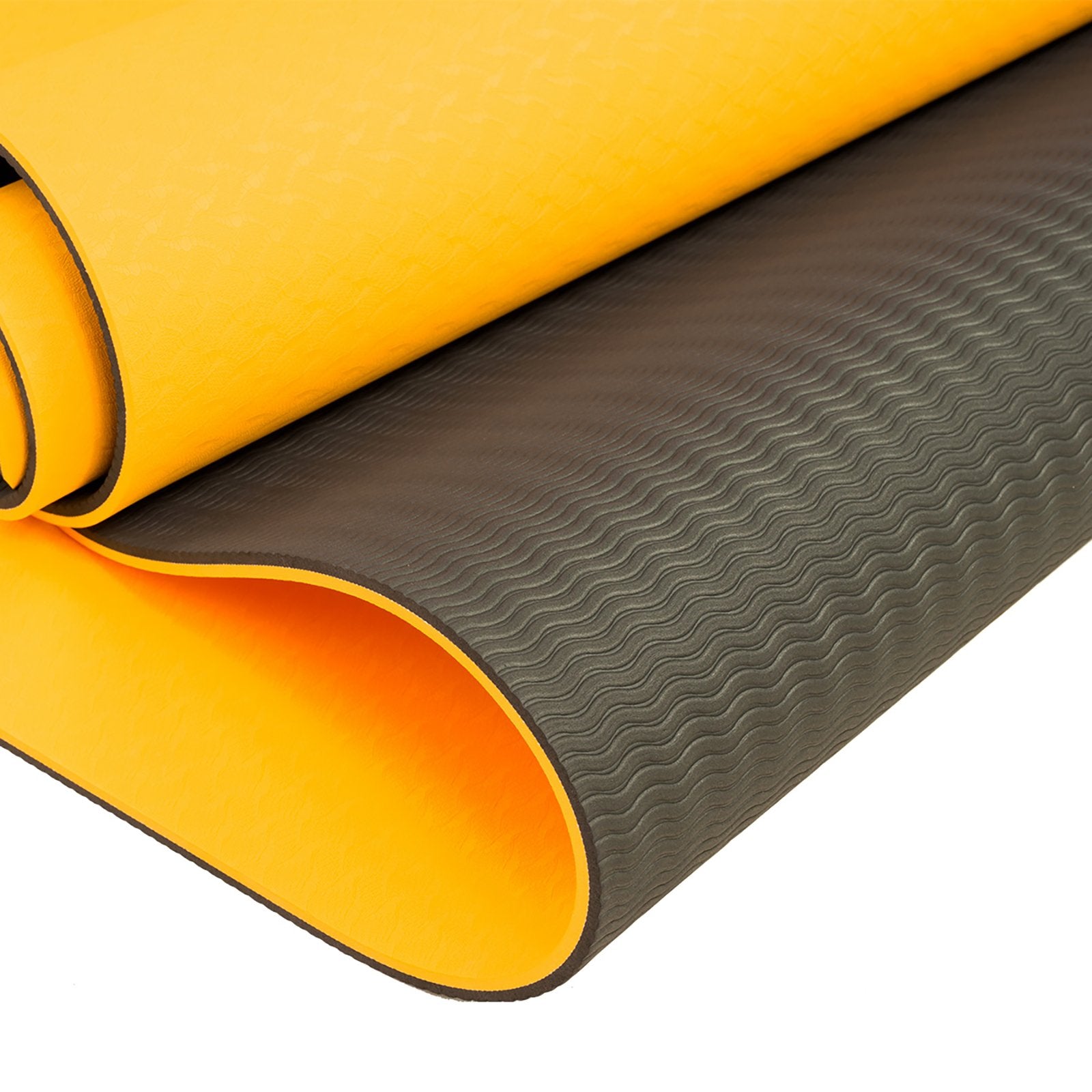 Powertrain Eco-friendly Dual Layer 8mm Yoga Mat | Orange | Non-slip Surface And Carry Strap For Ultimate Comfort And Portability - The Fight Club