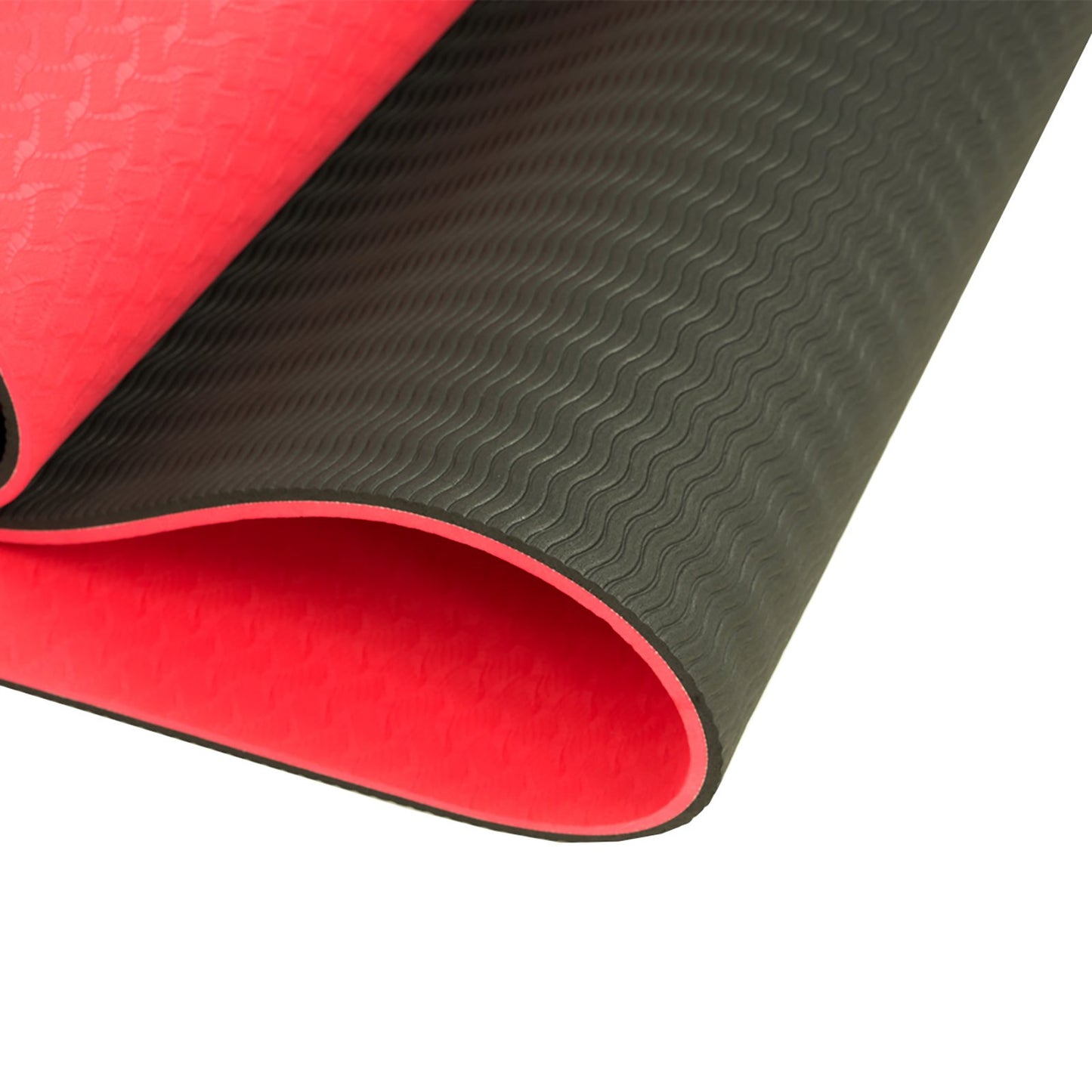 Powertrain Eco-friendly Dual Layer 8mm Yoga Mat | Red Blush | Non-slip Surface And Carry Strap For Ultimate Comfort And Portability - The Fight Club