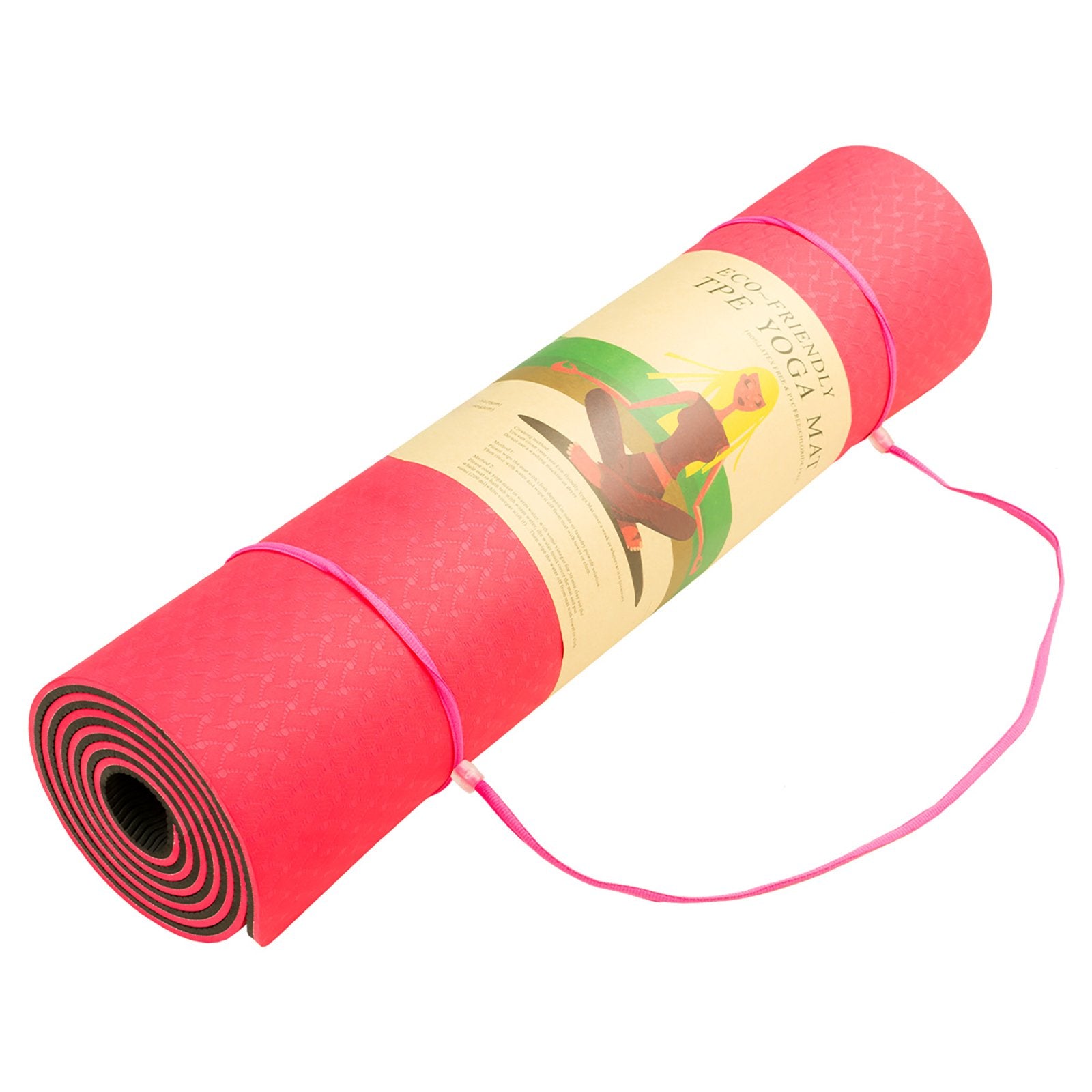 Powertrain Eco-friendly Dual Layer 8mm Yoga Mat | Red Blush | Non-slip Surface And Carry Strap For Ultimate Comfort And Portability - The Fight Club