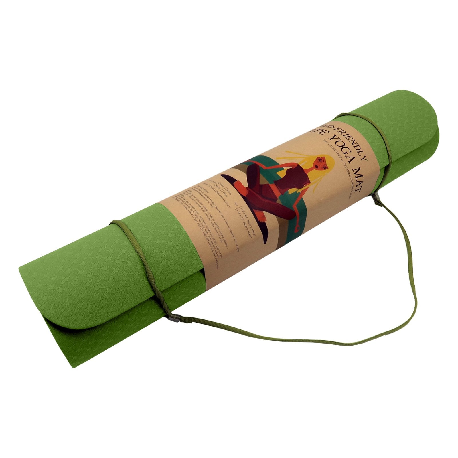 Powertrain Eco-friendly Dual Layer 6mm Yoga Mat | Olive | Non-slip Surface And Carry Strap For Ultimate Comfort And Portability - The Fight Club