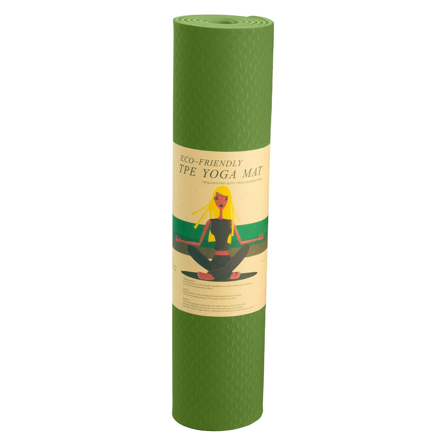 Powertrain Eco-friendly Dual Layer 6mm Yoga Mat | Olive | Non-slip Surface And Carry Strap For Ultimate Comfort And Portability - The Fight Club