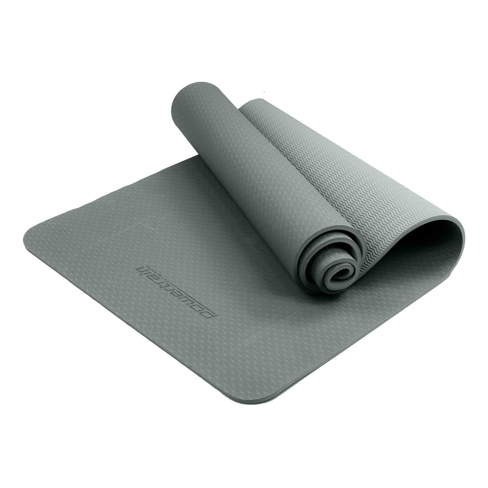 Powertrain Eco-friendly Dual Layer 6mm Yoga Mat | Slate Grey | Non-slip Surface And Carry Strap For Ultimate Comfort And Portability - The Fight Club