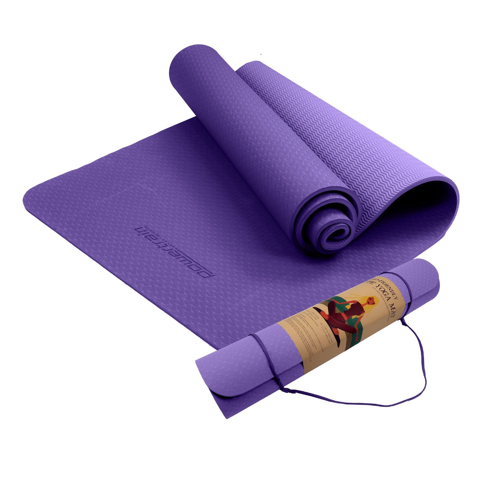 Powertrain Eco-friendly Dual Layer 6mm Yoga Mat | Dark Lavender | Non-slip Surface And Carry Strap For Ultimate Comfort And Portability - The Fight Club