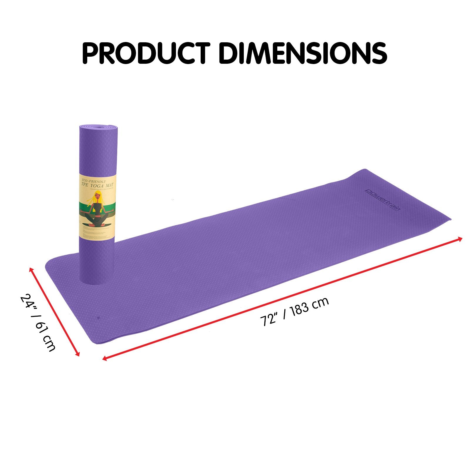 Powertrain Eco-friendly Dual Layer 6mm Yoga Mat | Dark Lavender | Non-slip Surface And Carry Strap For Ultimate Comfort And Portability - The Fight Club