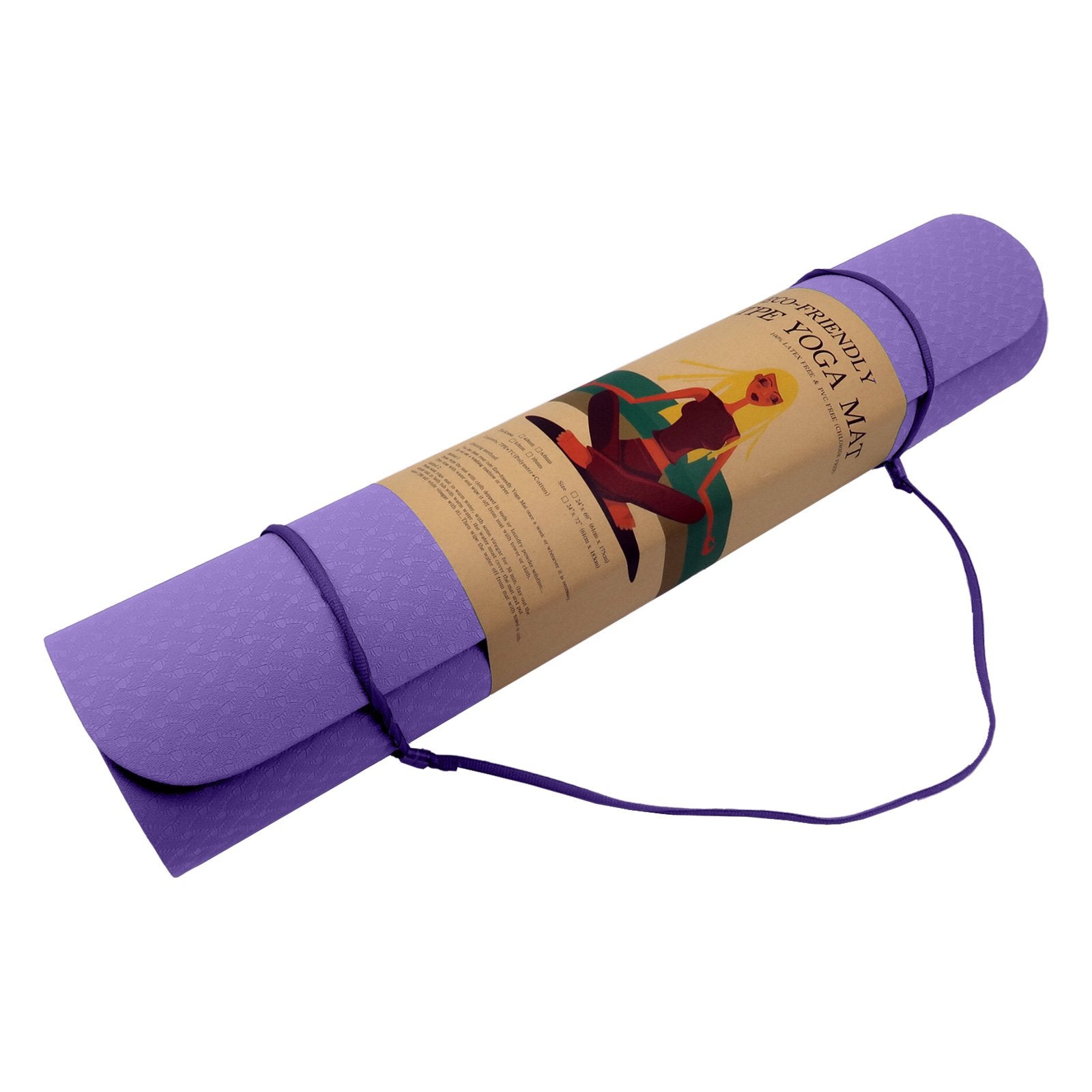 Powertrain Eco-friendly Dual Layer 6mm Yoga Mat | Dark Lavender | Non-slip Surface And Carry Strap For Ultimate Comfort And Portability - The Fight Club