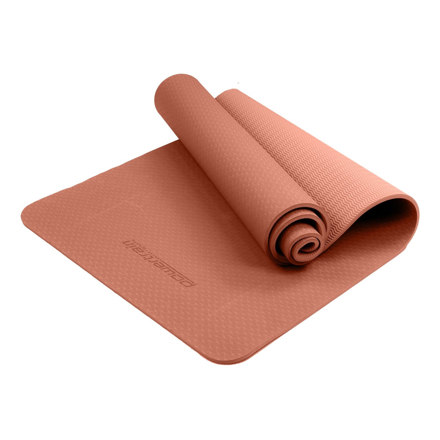 Powertrain Eco-friendly Dual Layer 6mm Yoga Mat | Peach | Non-slip Surface And Carry Strap For Ultimate Comfort And Portability - The Fight Club