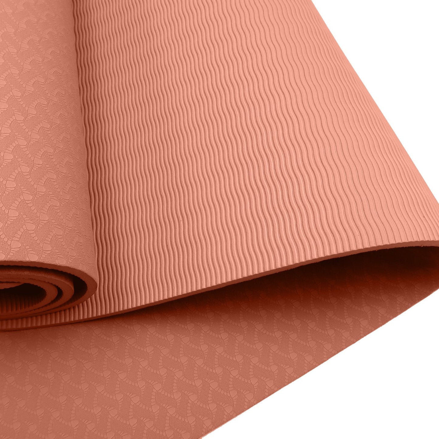 Powertrain Eco-friendly Dual Layer 6mm Yoga Mat | Peach | Non-slip Surface And Carry Strap For Ultimate Comfort And Portability - The Fight Club