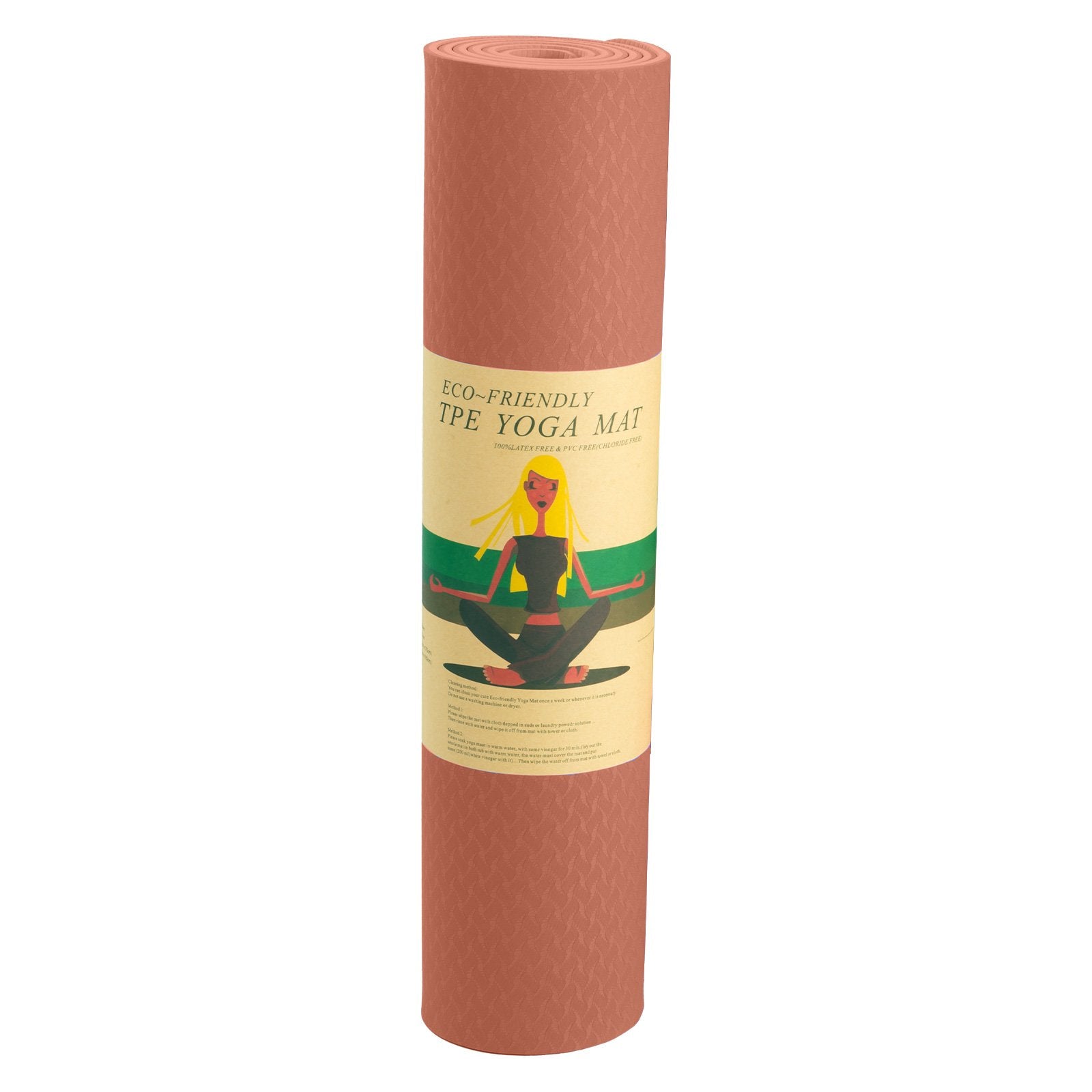 Powertrain Eco-friendly Dual Layer 6mm Yoga Mat | Peach | Non-slip Surface And Carry Strap For Ultimate Comfort And Portability - The Fight Club