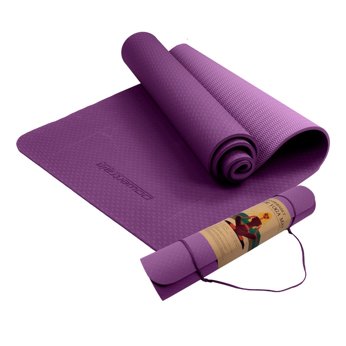 Powertrain Eco-friendly Dual Layer 6mm Yoga Mat | Royal Purple | Non-slip Surface And Carry Strap For Ultimate Comfort And Portability - The Fight Club