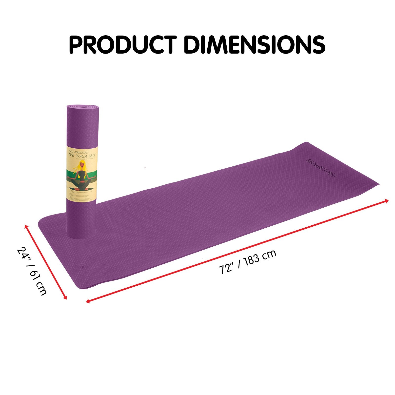 Powertrain Eco-friendly Dual Layer 6mm Yoga Mat | Royal Purple | Non-slip Surface And Carry Strap For Ultimate Comfort And Portability - The Fight Club