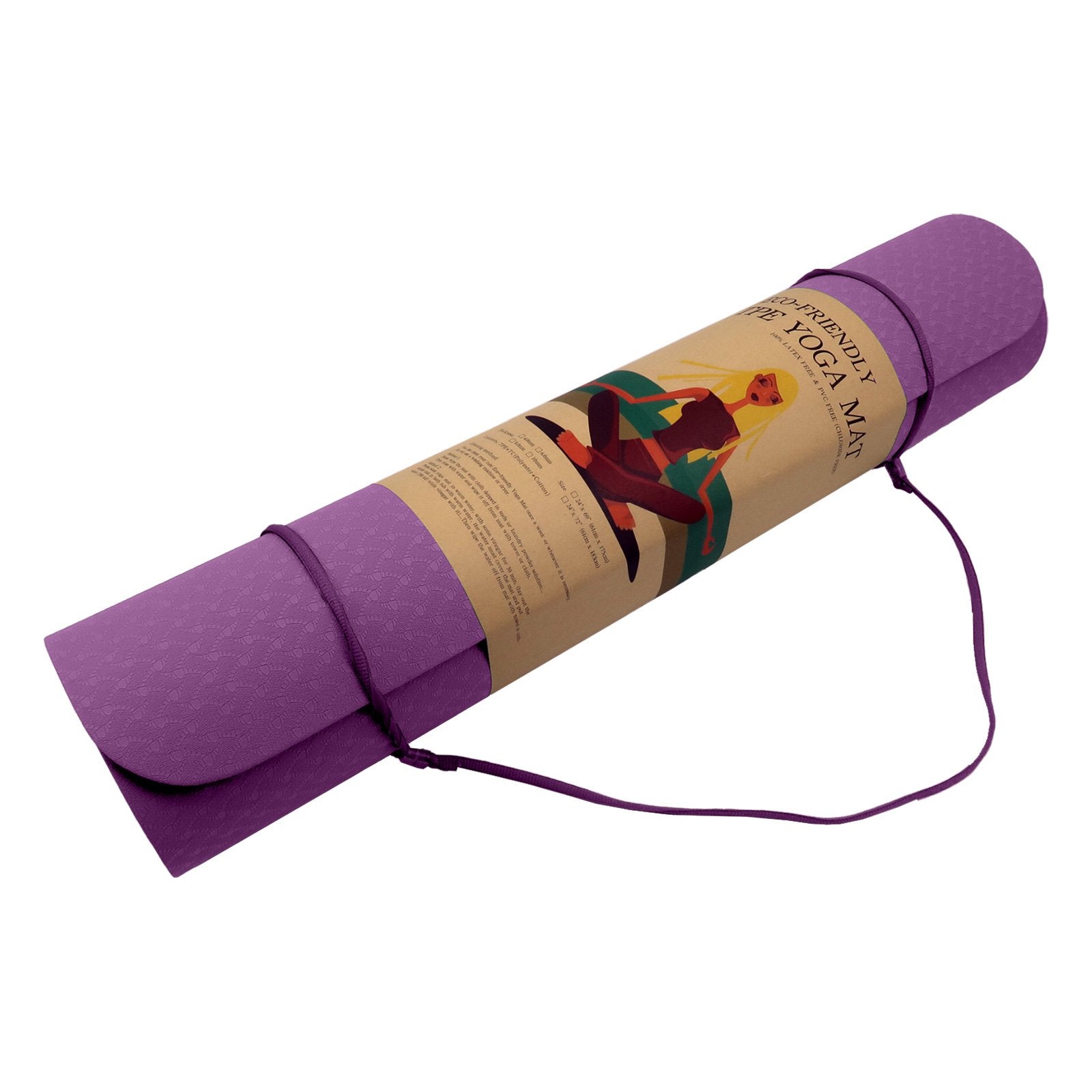 Powertrain Eco-friendly Dual Layer 6mm Yoga Mat | Royal Purple | Non-slip Surface And Carry Strap For Ultimate Comfort And Portability - The Fight Club