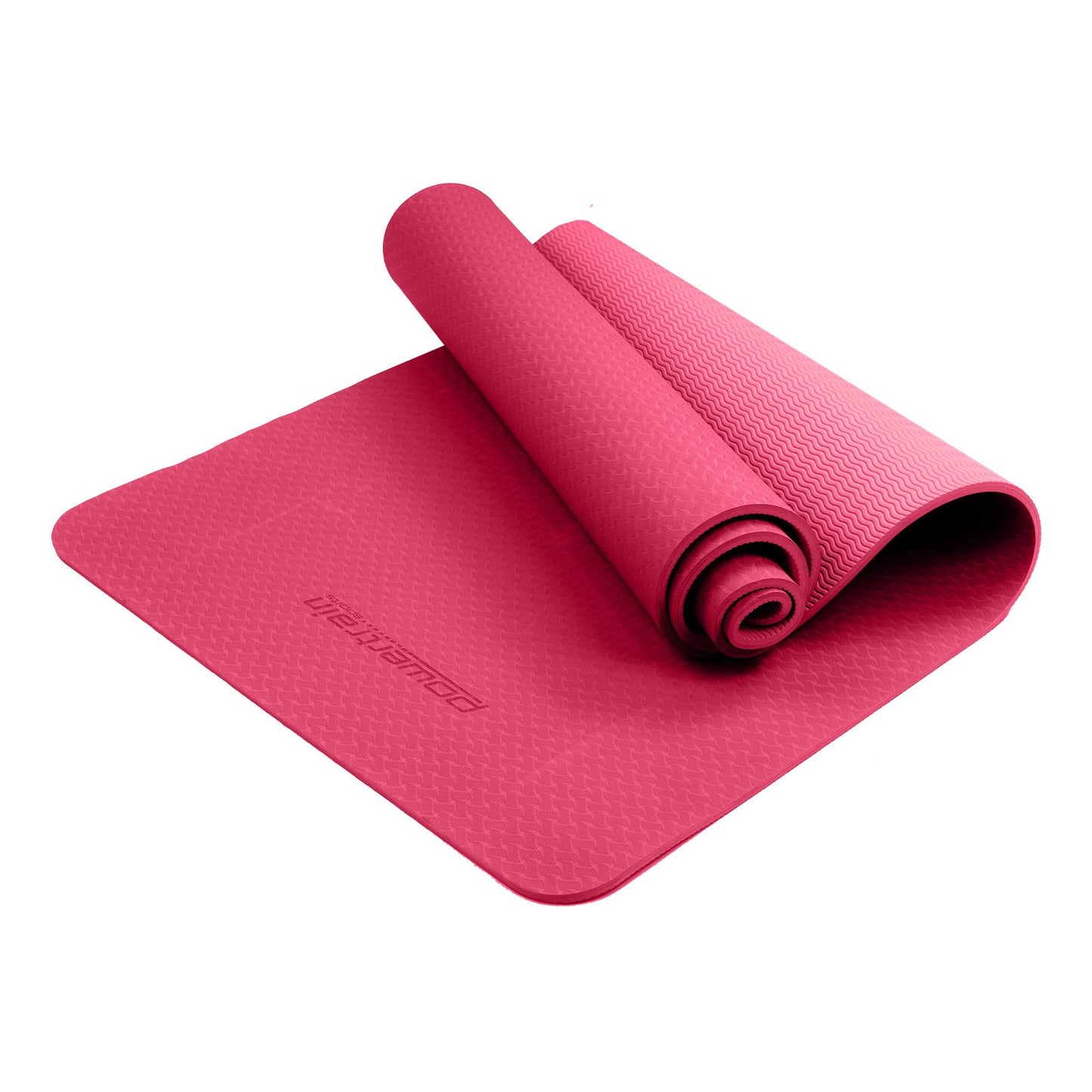 Powertrain Eco-friendly Dual Layer 6mm Yoga Mat | Pink | Non-slip Surface And Carry Strap For Ultimate Comfort And Portability - The Fight Club