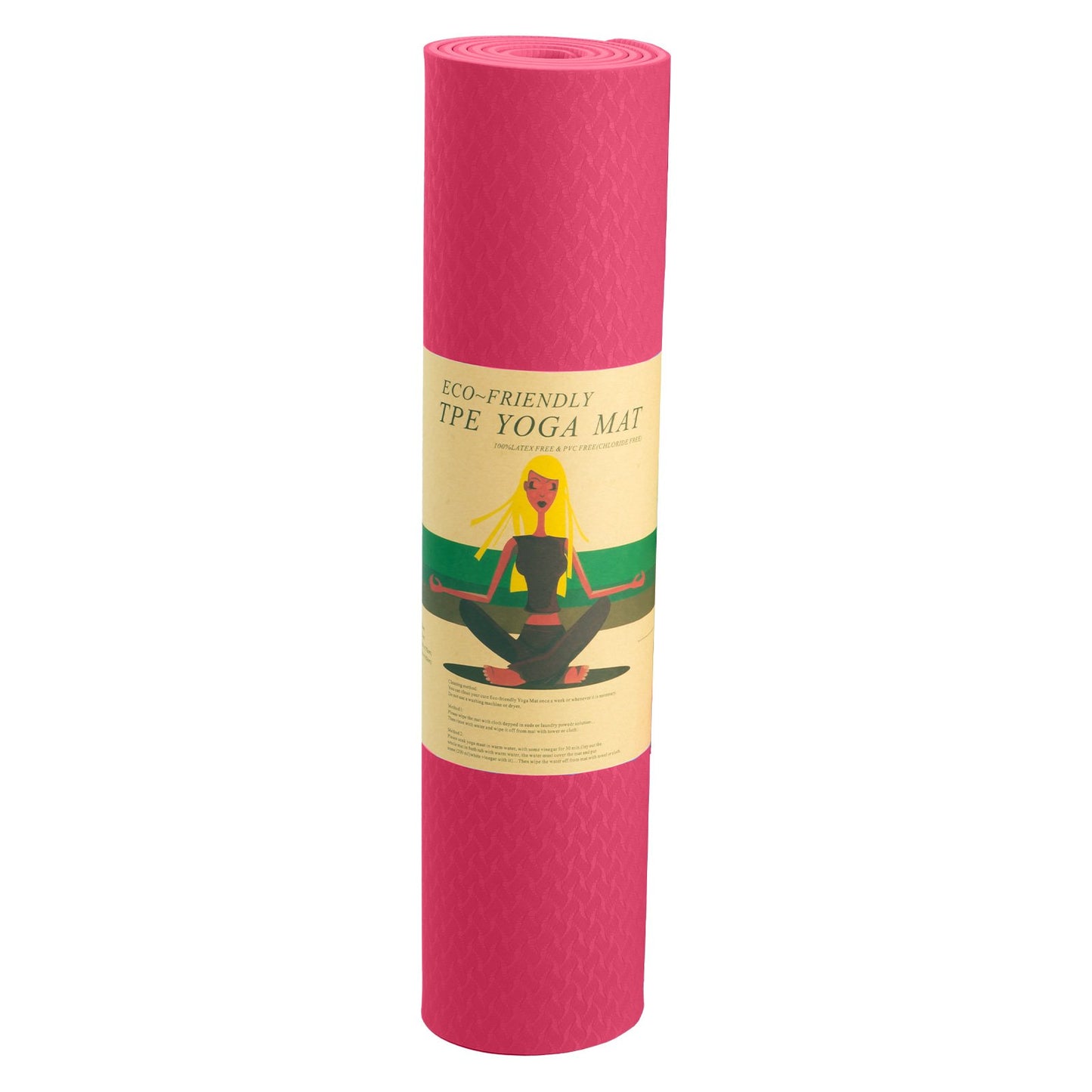 Powertrain Eco-friendly Dual Layer 6mm Yoga Mat | Pink | Non-slip Surface And Carry Strap For Ultimate Comfort And Portability - The Fight Club