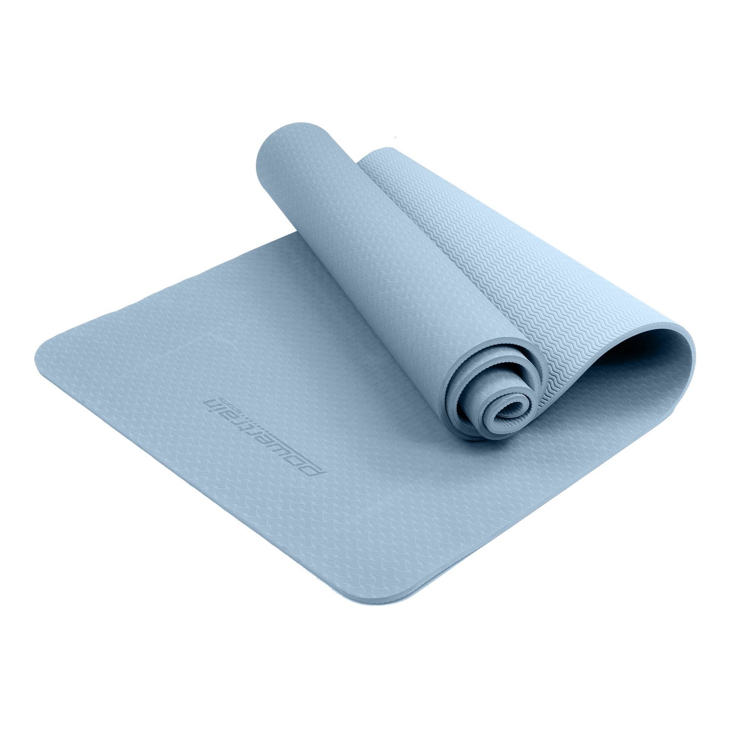 Powertrain Eco-friendly Dual Layer 6mm Yoga Mat | Sky Blue | Non-slip Surface And Carry Strap For Ultimate Comfort And Portability - The Fight Club