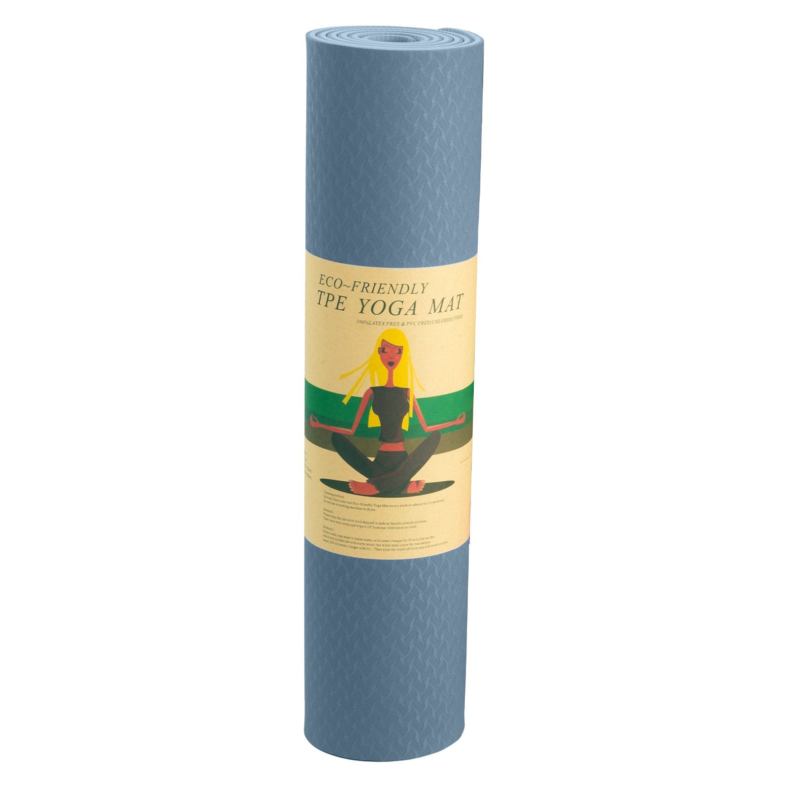 Powertrain Eco-friendly Dual Layer 6mm Yoga Mat | Sky Blue | Non-slip Surface And Carry Strap For Ultimate Comfort And Portability - The Fight Club