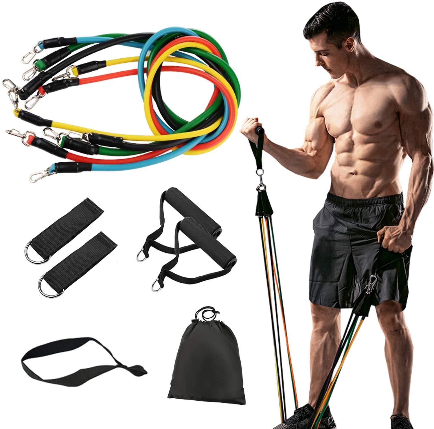 11 Pack Resistance Bands Stackable Exercise Bands Home Workouts Physical Therapy Gym Training - The Fight Club