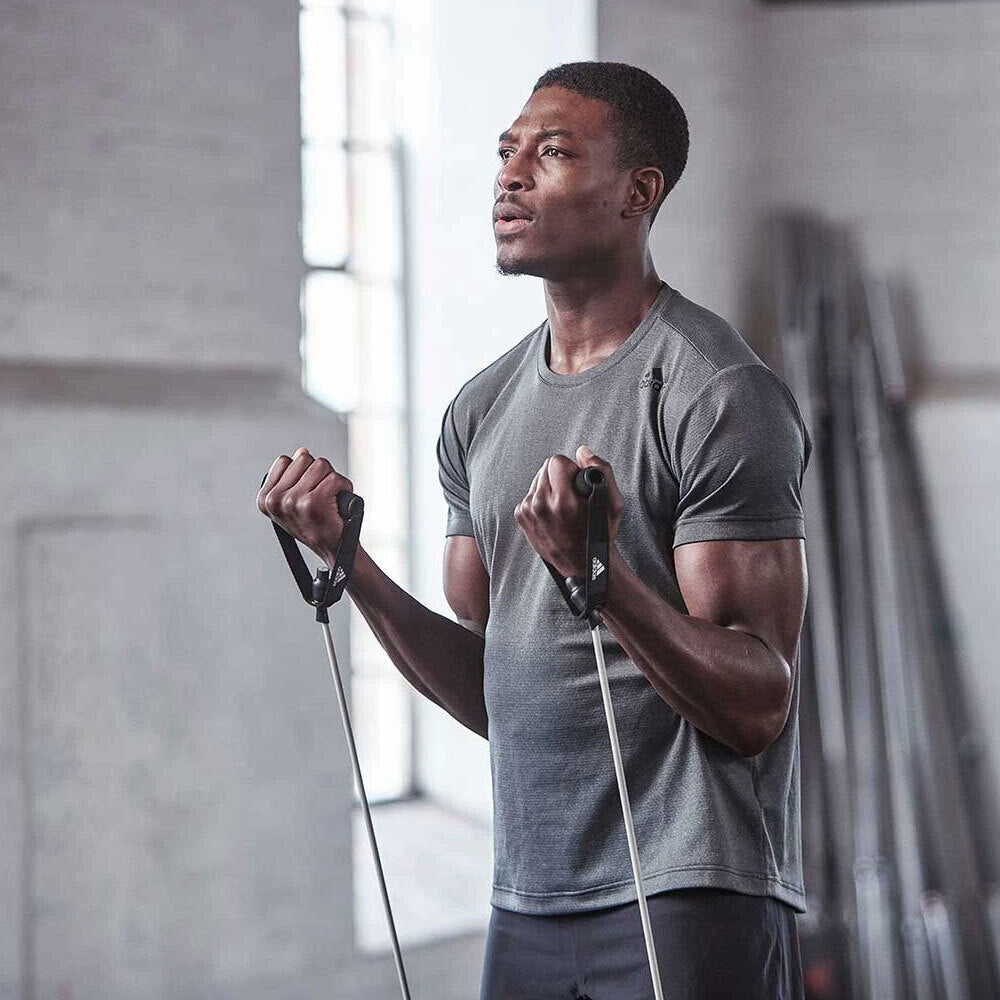 Adidas Resistance Tube Level 2 Band Elastic Yoga Fitness Gym Strap - Grey/Black - The Fight Club