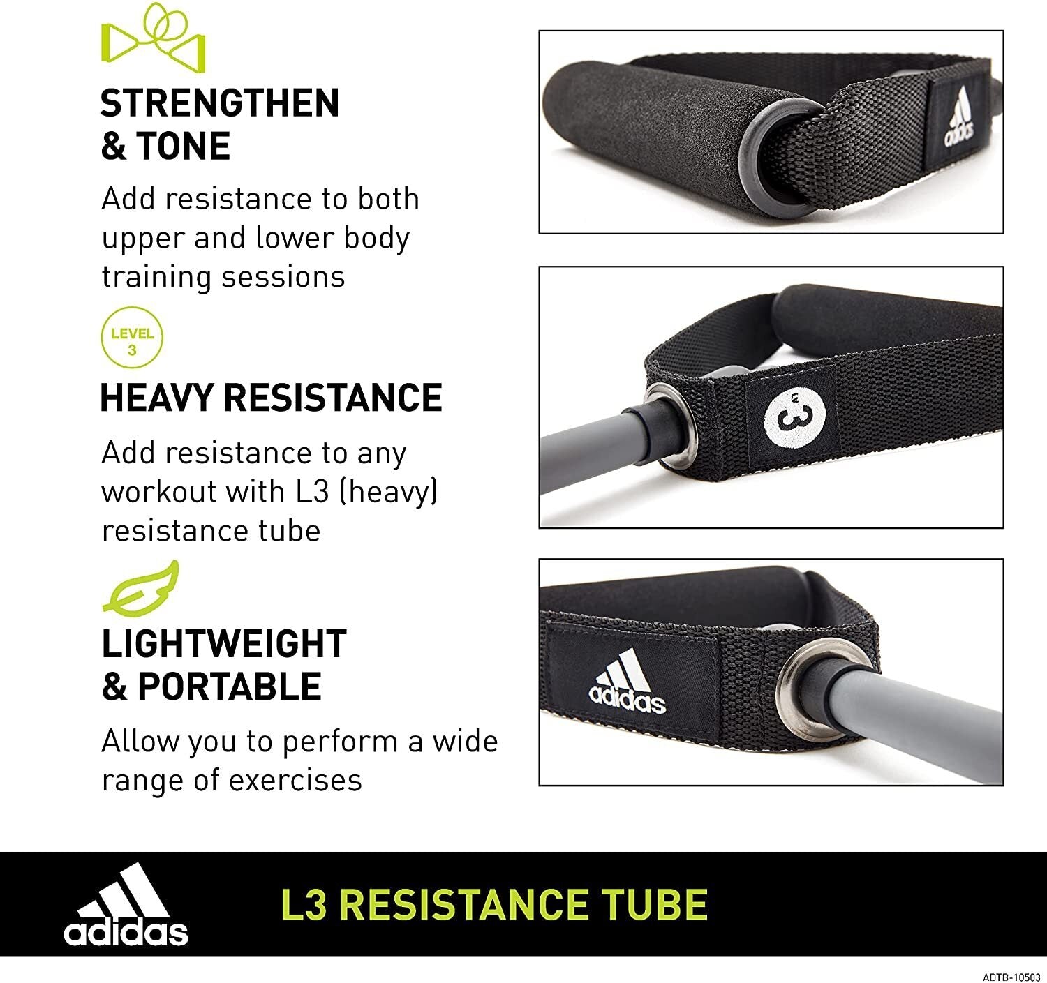 Adidas Resistance Tube Level 3 Elastic Bands Gym Fitness Yoga Workout Strap - The Fight Club