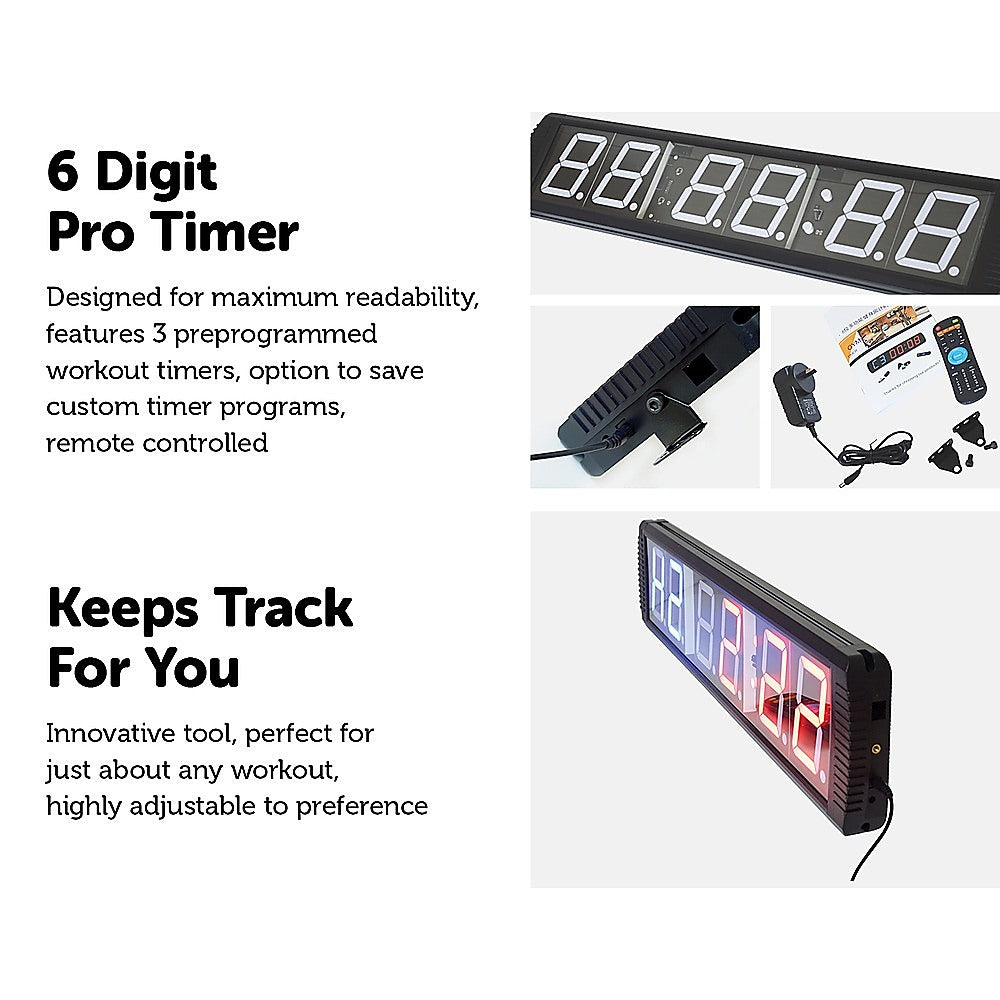 6 Digit Digital Timer Interval Fitness Clock - The Fight Club